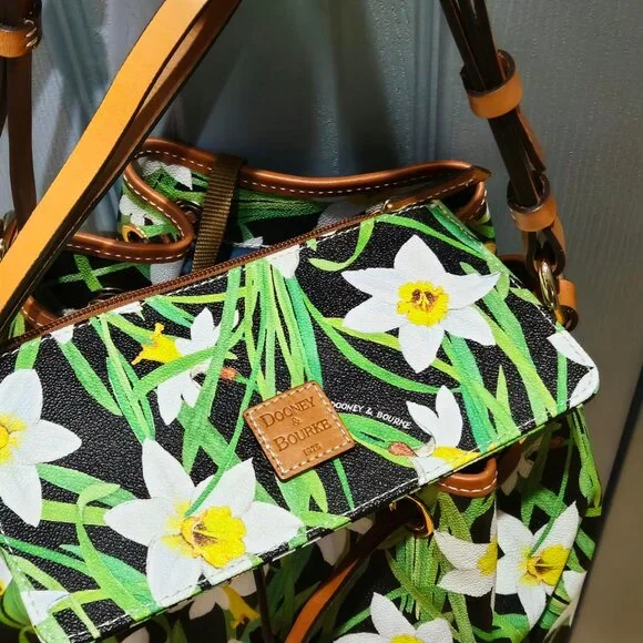 Dooney & Bourke Daffodil Drawstring Bucket Bag and Key Chain Purse - Picture 14 of 16